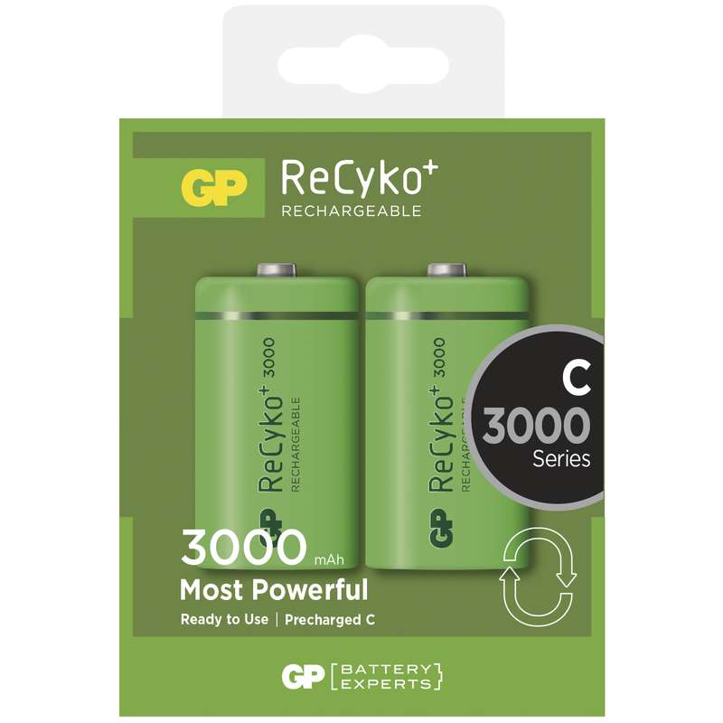 Baterie nabíjecí C - GP ReCyko+ HR14, min. 3000 mAh - 2 ks